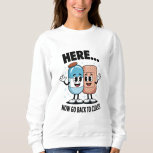Sudadera Aquí Ahora Vuelve A Clase Enfermera Escolar Pro Mé