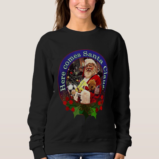Sudadera Aquí viene el diseño de Santa Claus (Anverso)