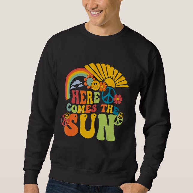 Sudadera Aquí Viene El Sol Retro Verano Vibes Hippie Boho (Anverso)