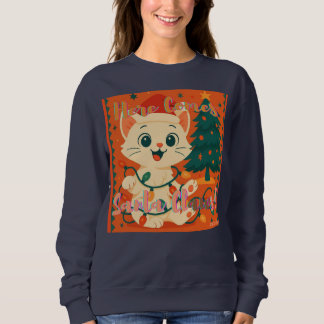 Sudadera ¡Aquí viene Santa Claws! Gato de Santa divertido