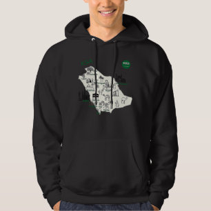 Sudadera Arabia Saudita Mapa mano pintó ciudades de atracci