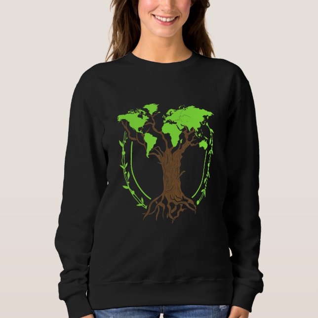 Sudadera Árbol arborista Mapa mundial de la naturaleza 3 (Anverso)