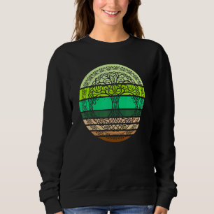 Sudadera Árbol Celta De La Vida Retro Diseño Verde Vintage