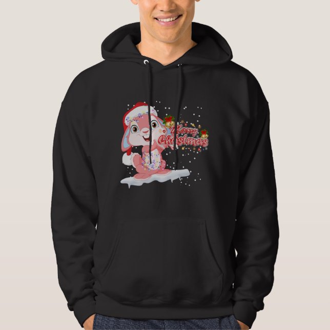 Sudadera Árbol de alumbrado de Navidad Santa Hat Conejo Bun (Anverso)