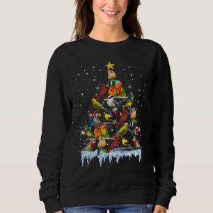 Sudadera árbol de aves de santa navidad de invierno familia