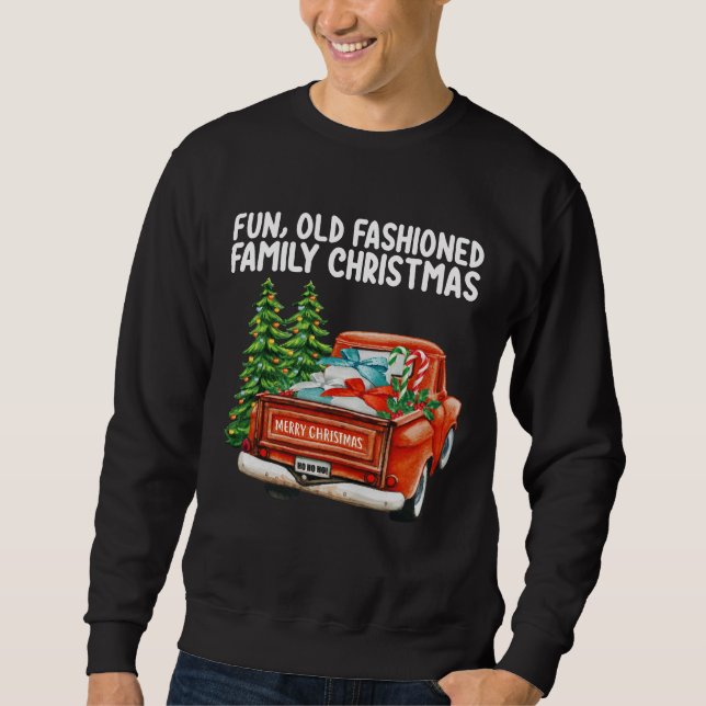 Sudadera Árbol de camionetas de Navidades familiares de mod (Anverso)