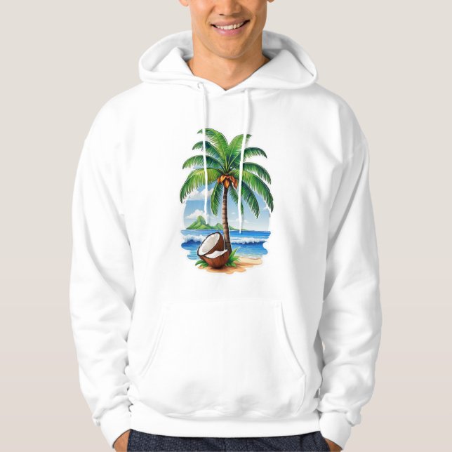 Sudadera Árbol de coco isla tropical (Anverso)