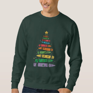 Sudadera Árbol de crayón de profesor de Navidad Luces de Xm