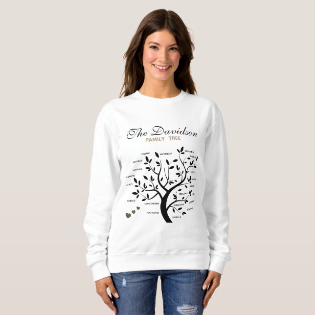 Sudadera Árbol de familia grande personalizado (20 nombres) (Anverso completo)