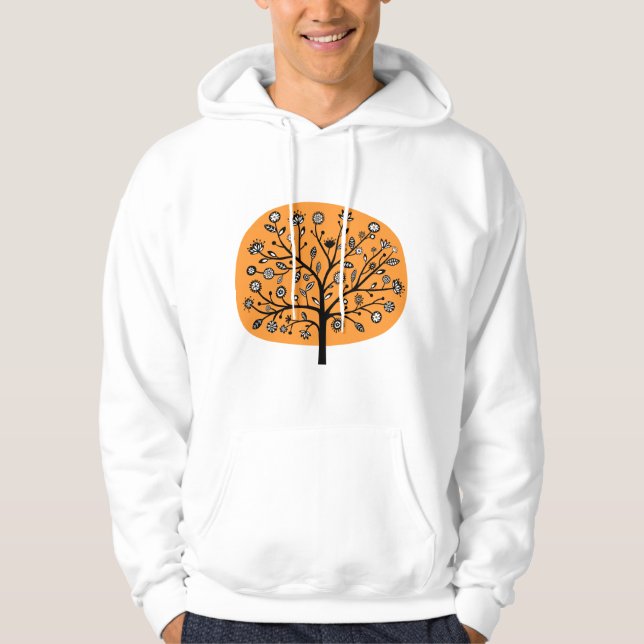 Sudadera Árbol de flores estilizado - Naranja ligero (Anverso)