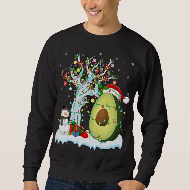 Sudadera Árbol de frutas aguacate Xmas Iluminación Santa Ha (Anverso)