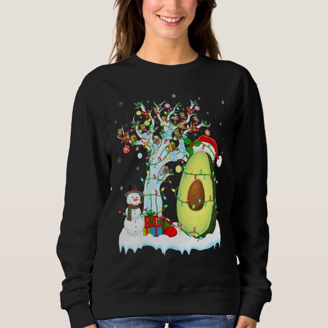 Sudadera Árbol de frutas aguacate Xmas Iluminación Santa Ha (Anverso)