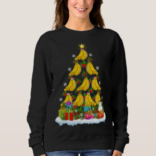 Sudadera Árbol de frutas bananeras de Navidad iluminando Sa