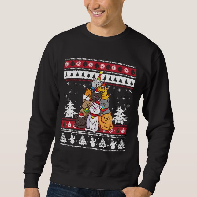 Sudadera Árbol de gatos de navidades (Anverso)