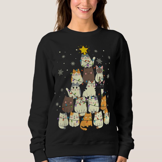 Sudadera Árbol de gatos para gatos de navidad para gatos (Anverso)