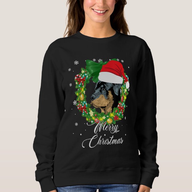 Sudadera Árbol de Gorra de Navidades de Nieve de Rottweiler (Anverso)