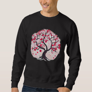 Sudadera árbol de la vida de flor de cerezo rosa y rojo Ygg