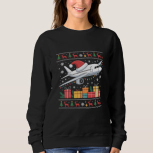 Sudadera Árbol de luces divertidas de Navidad Santa Avión f