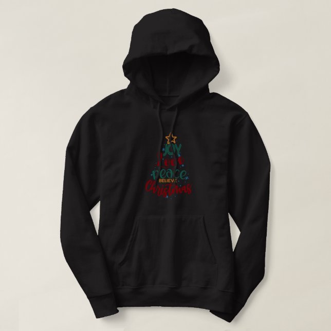 Sudadera Árbol de Navidad Alegría Paz Creer Navidades T- (Diseño del anverso)