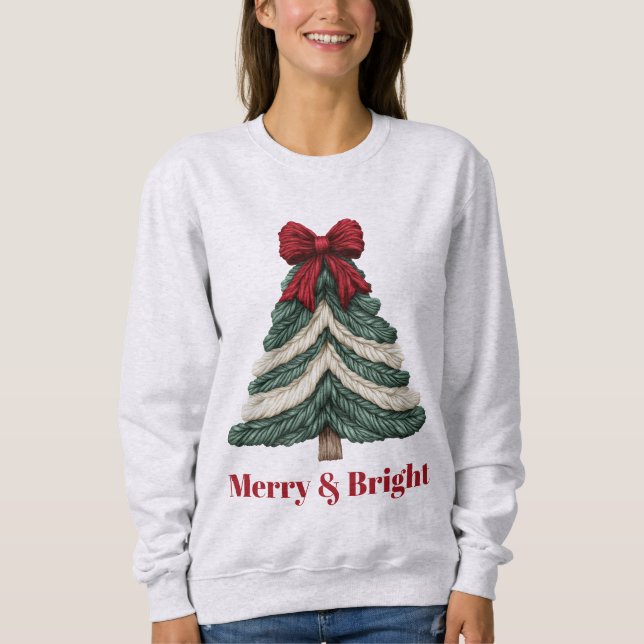Sudadera Árbol de Navidad Bordado Falso con Hilo Alegre Bri (Anverso)