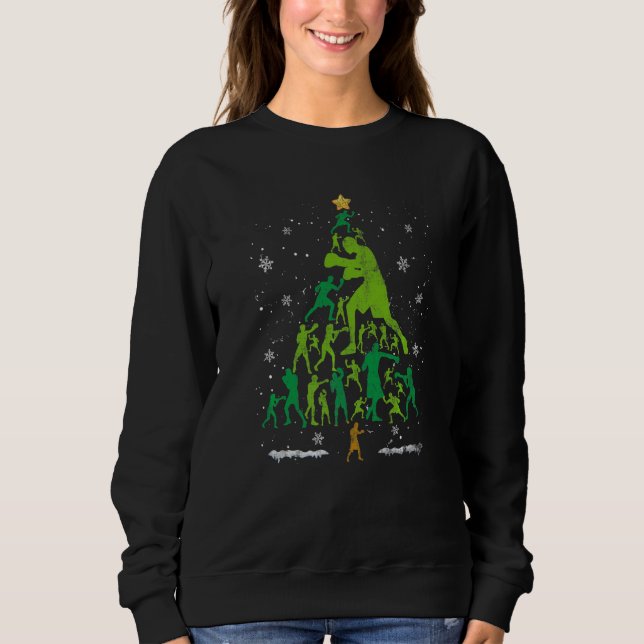 Sudadera Árbol de Navidad Boxeo Retro Jugador de Boxeo Navi (Anverso)