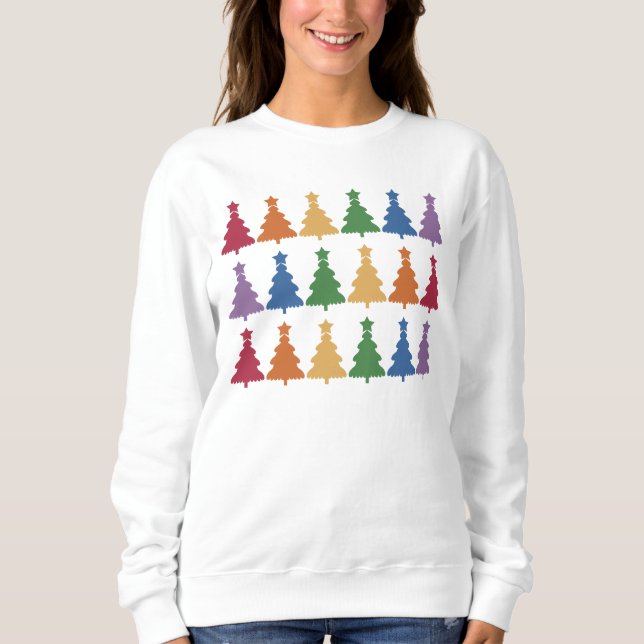 Sudadera Árbol de Navidad con arco iris (Anverso)