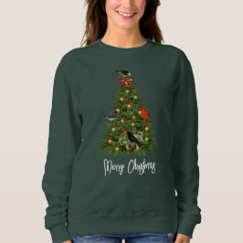 Sudadera Árbol de Navidad con aves festivas