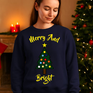 Sudadera Árbol de Navidad con plantilla de luces moras y lu