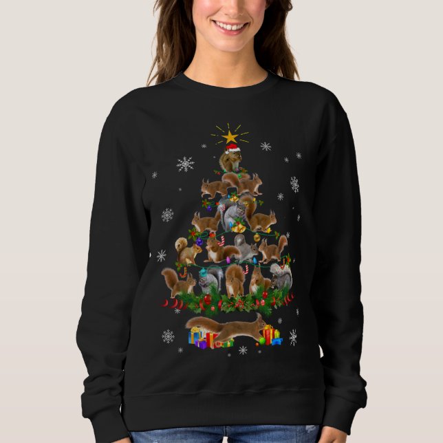 Sudadera Árbol de navidad de ardilla ilumina la ardilla de  (Anverso)