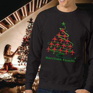 Sudadera Árbol de Navidad de Avión y Nombre de Familia, Min