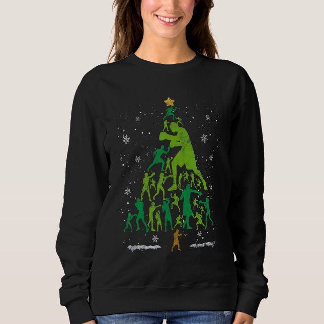 Sudadera Árbol de Navidad de Boxeo Retro Jugador de Boxeo N (Anverso)