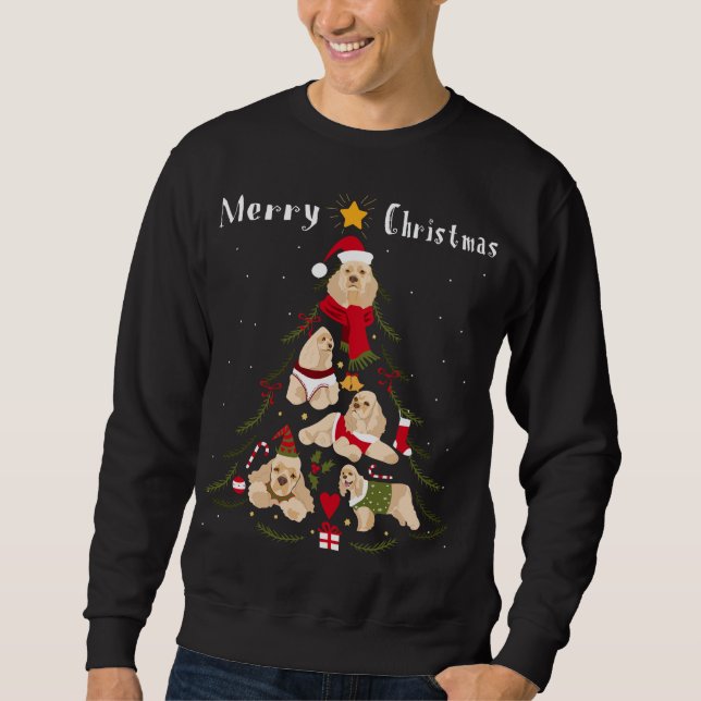 Sudadera Árbol de Navidad de Cocker Spaniel Xmas Perro Love (Anverso)