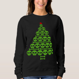 Sudadera Árbol de Navidad de Cráneo y Huesos Verde