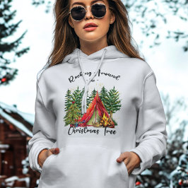 Sudadera Árbol de navidad de escritura moderna con fuego rú