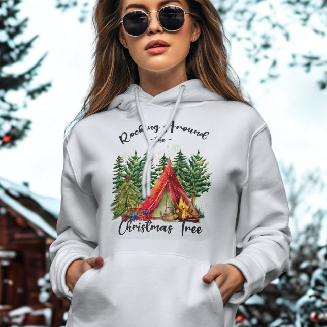 Sudadera Árbol de navidad de escritura moderna con fuego rú (Subido por el creador)