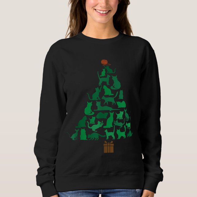 Sudadera Árbol de navidad de Feliz Navidad, Meowy Catmas (Anverso)