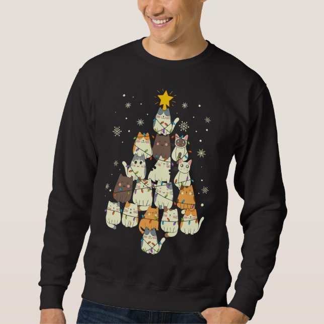 Sudadera Árbol de Navidad de gatos divertidos (Anverso)