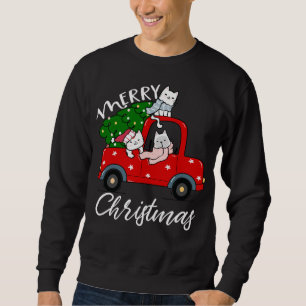 Sudadera Árbol de navidad de gatos en camiones rojos árbol
