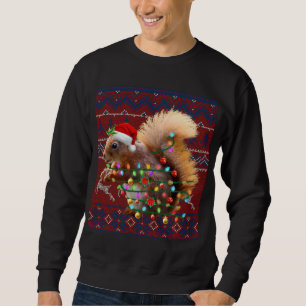 Sudadera Árbol de Navidad de la ardilla Santa enciende suda