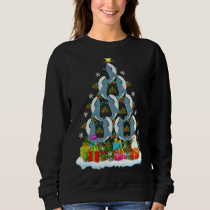 Sudadera Árbol de Navidad de peces ballena iluminando Santa
