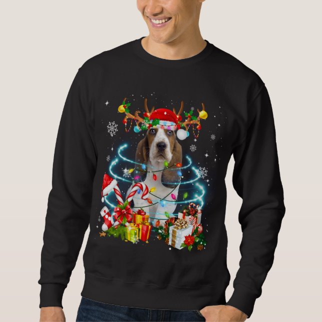 Sudadera Árbol de navidad de reno de heliondo oscuro ilumin (Anverso)
