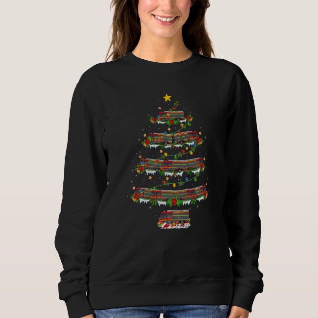 Sudadera Árbol de Navidad del motor de fuego enciende el mo (Anverso)