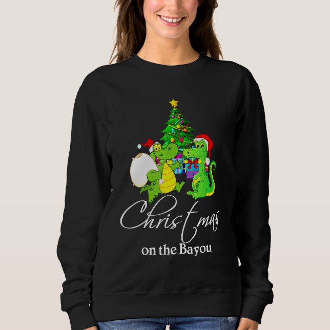 Sudadera Árbol De Navidad En Los Navidades Bayou Cajun Paja (Anverso)