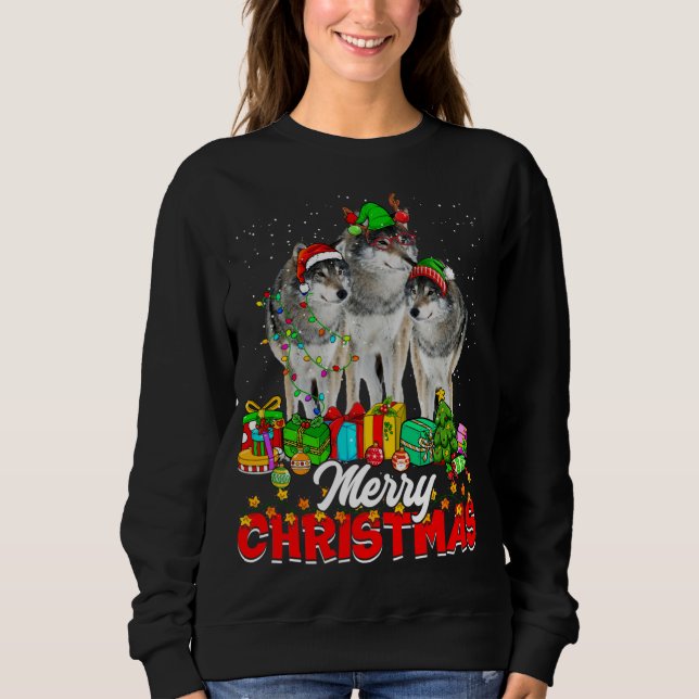 Sudadera Árbol de Navidad enciende a Navidades Pajama Wolf  (Anverso)