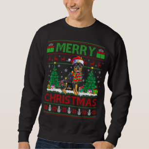 Sudadera Árbol de Navidad enciende feas Santa Rottweiler Do