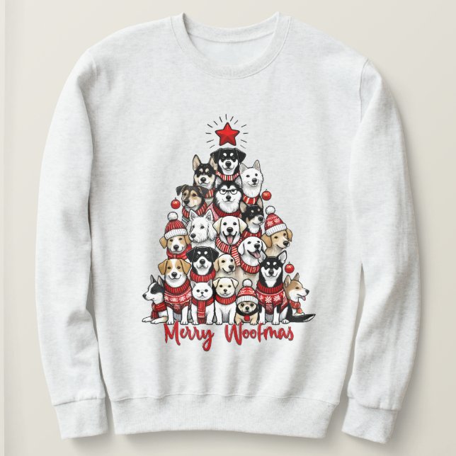 Sudadera Árbol de Navidad feo de Woofmas (Anverso del diseño)