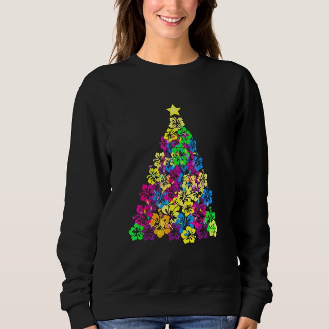 Sudadera Árbol de Navidad hawaiano Mele Kalikimaka Haw Flor (Anverso)