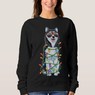 Sudadera Árbol de Navidad Husky Siberiano enciende Santa Xm