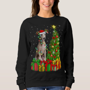 Sudadera Árbol de Navidad iluminado Santa Hat Perro de Grey