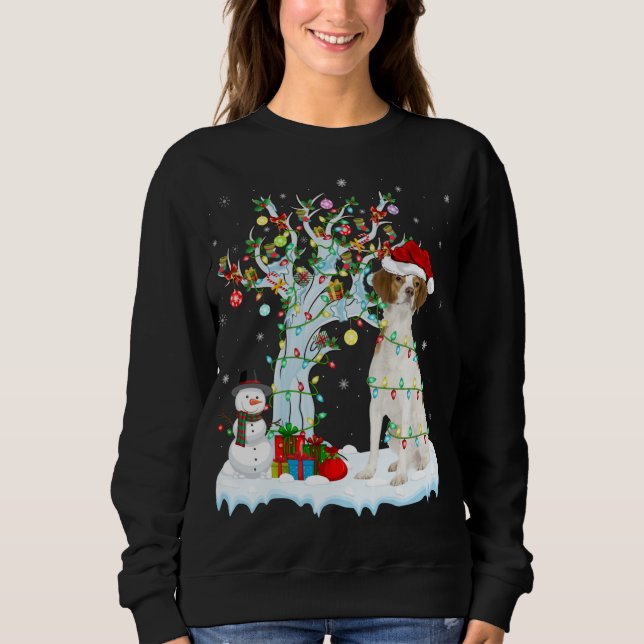 Sudadera Árbol de navidad iluminando Santa Hat Bretaña Perr (Anverso)